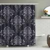 Luxury Damask Shower Curtain Black Grey Floral Print Fabric Waterproof Bathroom Decor 72 X 84 Inches (183cm X 213cm)