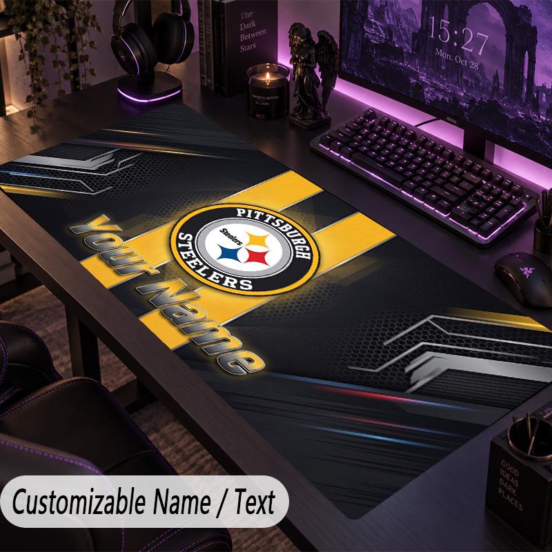 Large Mouse PadPittsburgh Steelers Custom Name Text Personalized Desk Mat Non Slip Gaming Pad