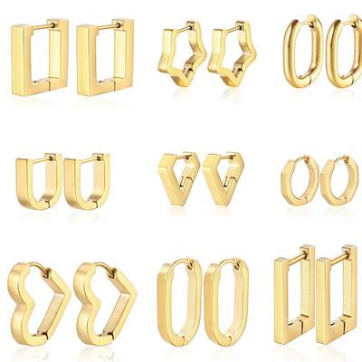 Square Geometric Hoop Earrings for Women Rectangular Gold Metal Earrings Trendy Jewelry Accessories Gifts