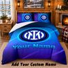 Inter Milan Pattern Bedding 3Pcs Set Custom Name, Bed Sheet And Pillowcases For Home Bedroom