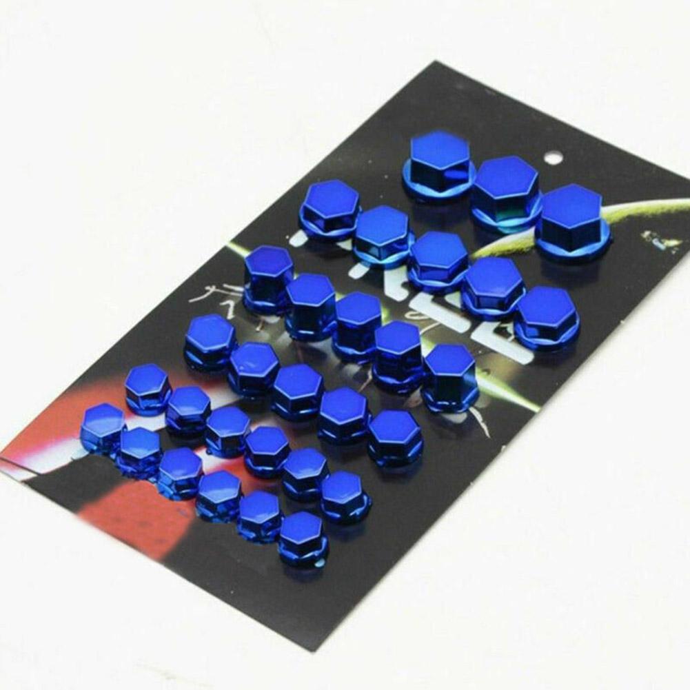 30Pcs Motorcycle Screw Nut Bolt Cap Covers Plastic Plating Accessories Kit in Blue for Bike Protection and Customization