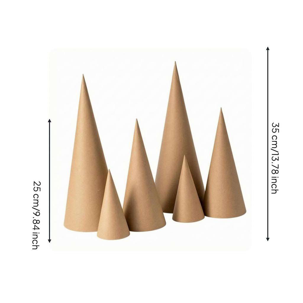 6 Stück Kraftpapier-Weihnachtsbäume Minimalistisch Glatt Rustikal für Party-Dekorationen