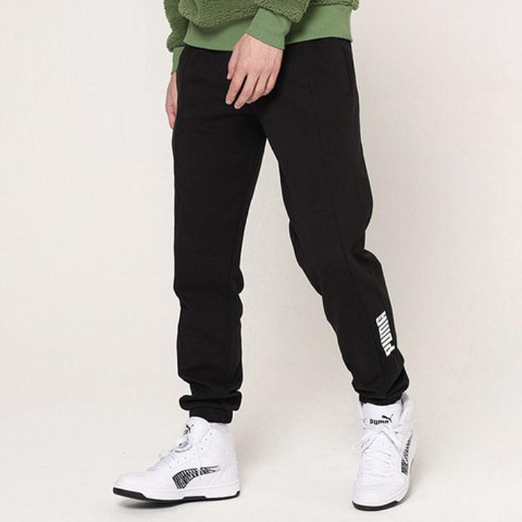Puma Casual Letter Print Breathable Long Knit Sports Pants Men Bottoms Black 846537-01