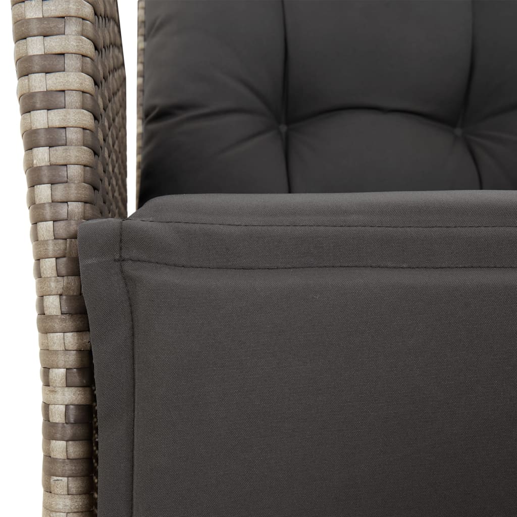 Vidaxl 7-Cz. Gartenmöbel-Set mit Kissen, Grau, PE-Rattan