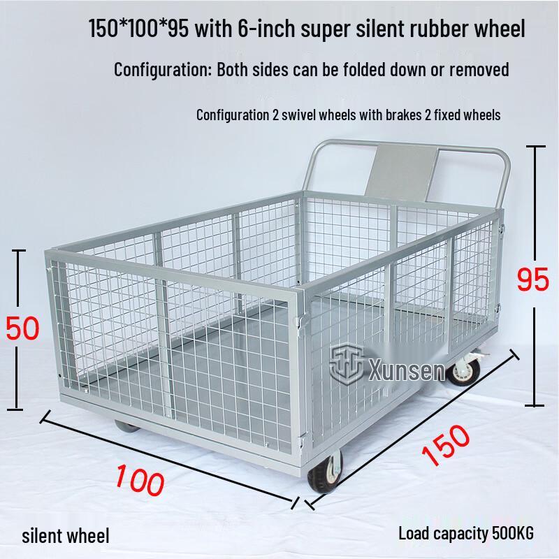 Heavy-Duty Folding Mesh Warehouse Cart