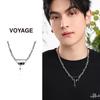 Men's Trendy Black Zirconia Cross Pendant Necklace - Versatile Clavicle Chain for Boys
