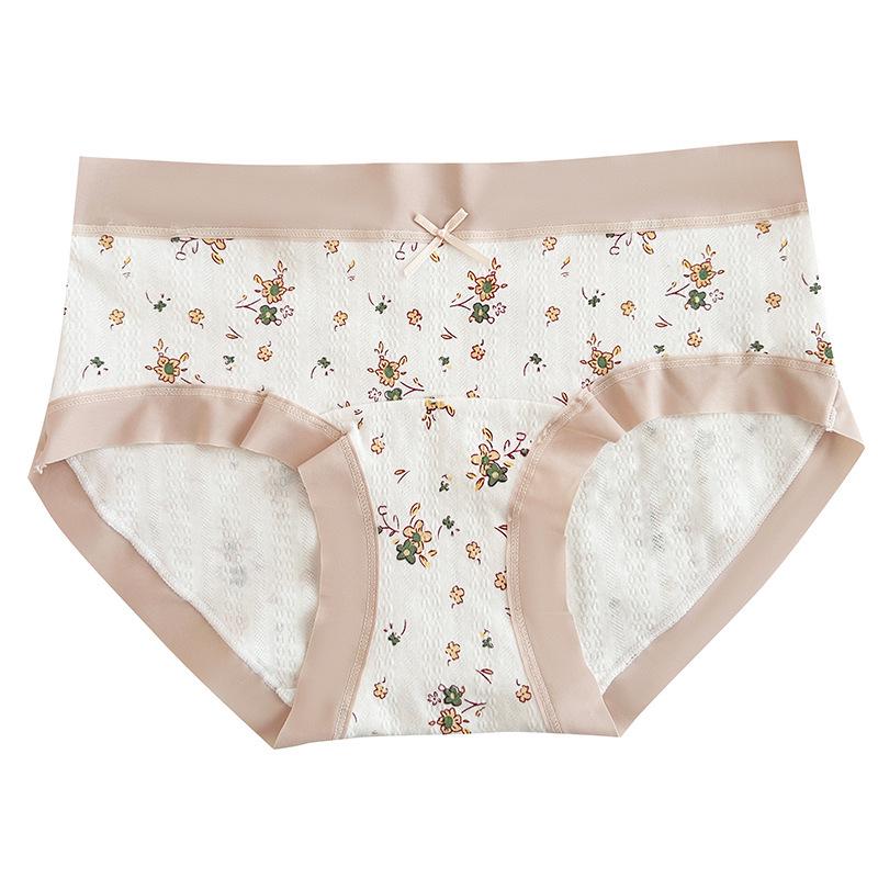 Autumn-Winter Baby Cotton Floral Girly Japanese Cute Mid-Waist Soft Women's Triangle Underwear