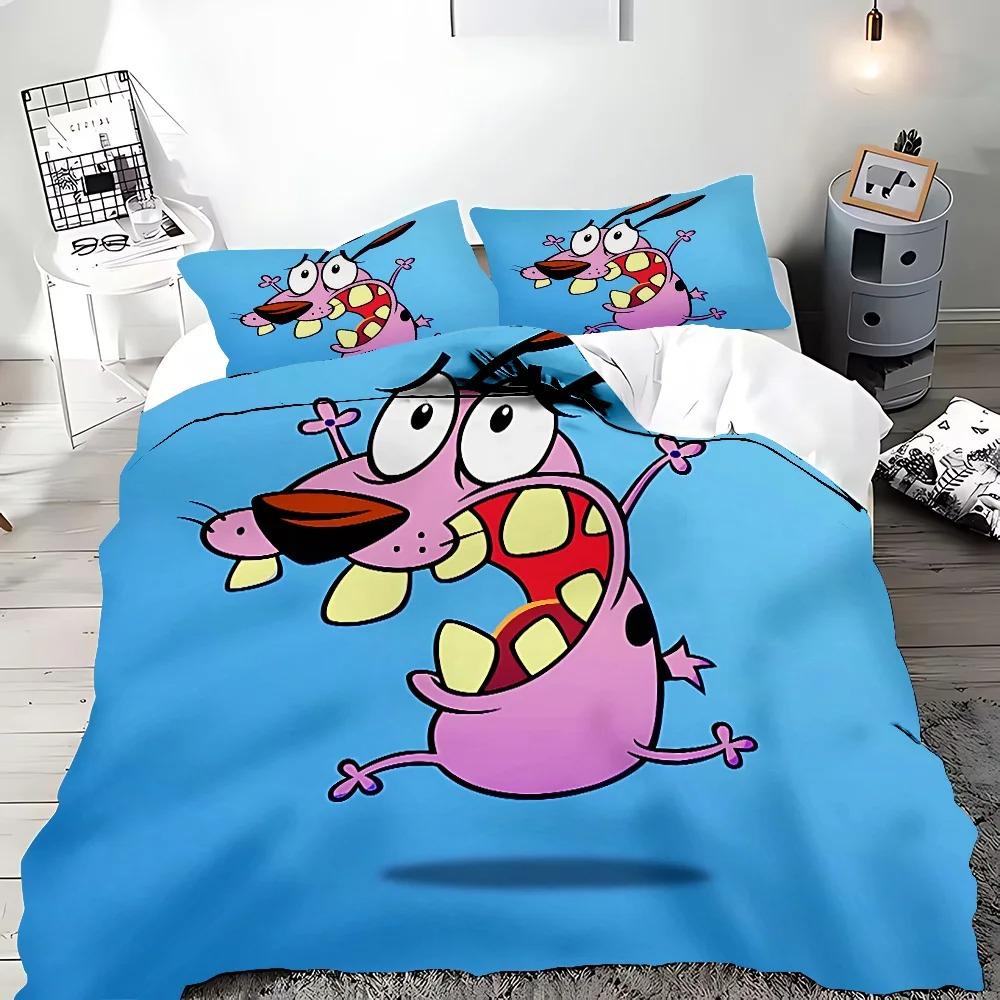 Courage the Cowardly Dog Duvet Cover Pillowcase Bedding Set for Kids Girl Boys Bedroom Gift Single Double Large Size