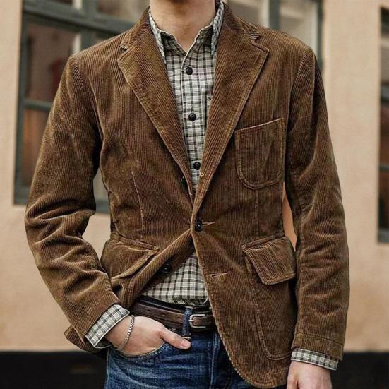 Yousheng Suit Coat Lapel Long Sleeve Single Breasted Suit Jacket with Flap Pockets Solid Color Office Business Casual Outerwear