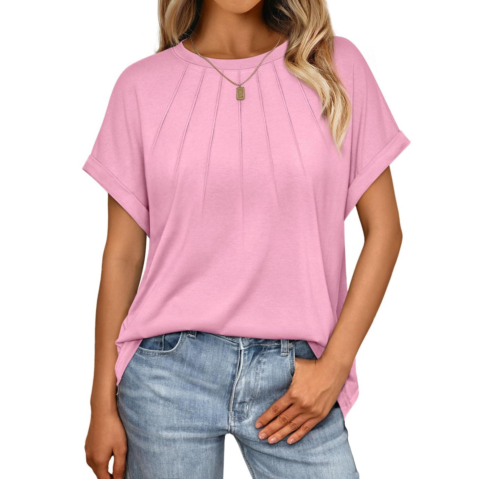 

Топы для женщин, нарядные повседневные футболки с коротким рукавом, топ S розовый