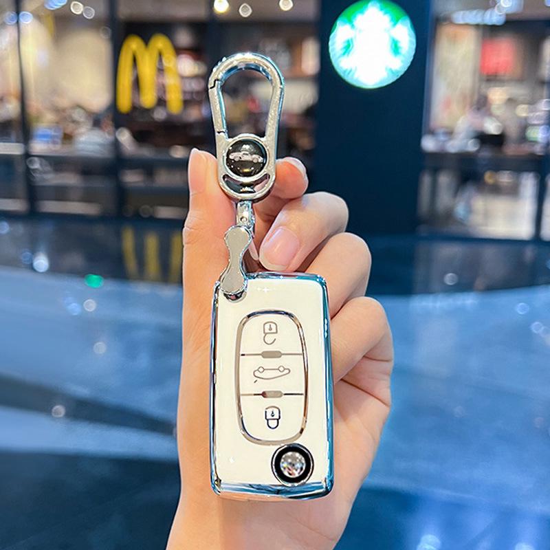 Key Cover for Dongfeng Peugeot Models: 308, 207, 408, 508, 307, 301, 3008, and 4008—Includes Remote Shell and Buckle.