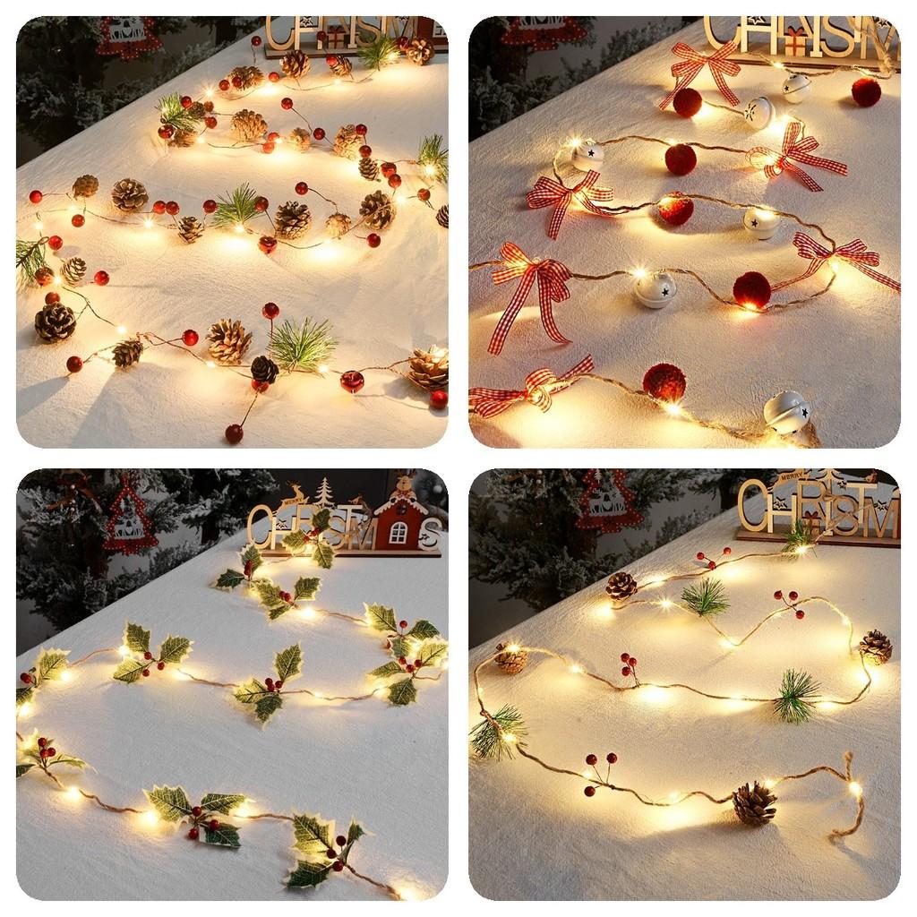 2m Christmas Pine Cone Led String Light Battery Xmas Tree Garland Decors Lamp