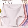 Plus Size Women's Red Middle Aged Mom Cotton High Waisted Panties