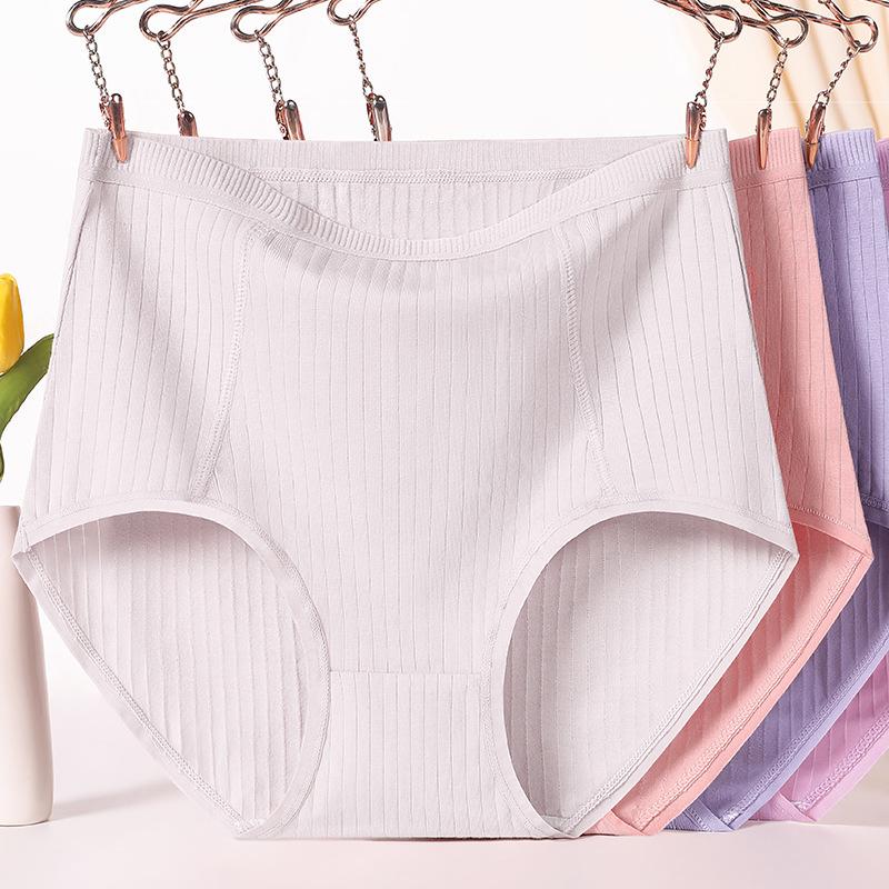 Plus Size Women's Red Middle Aged Mom Cotton High Waisted Panties