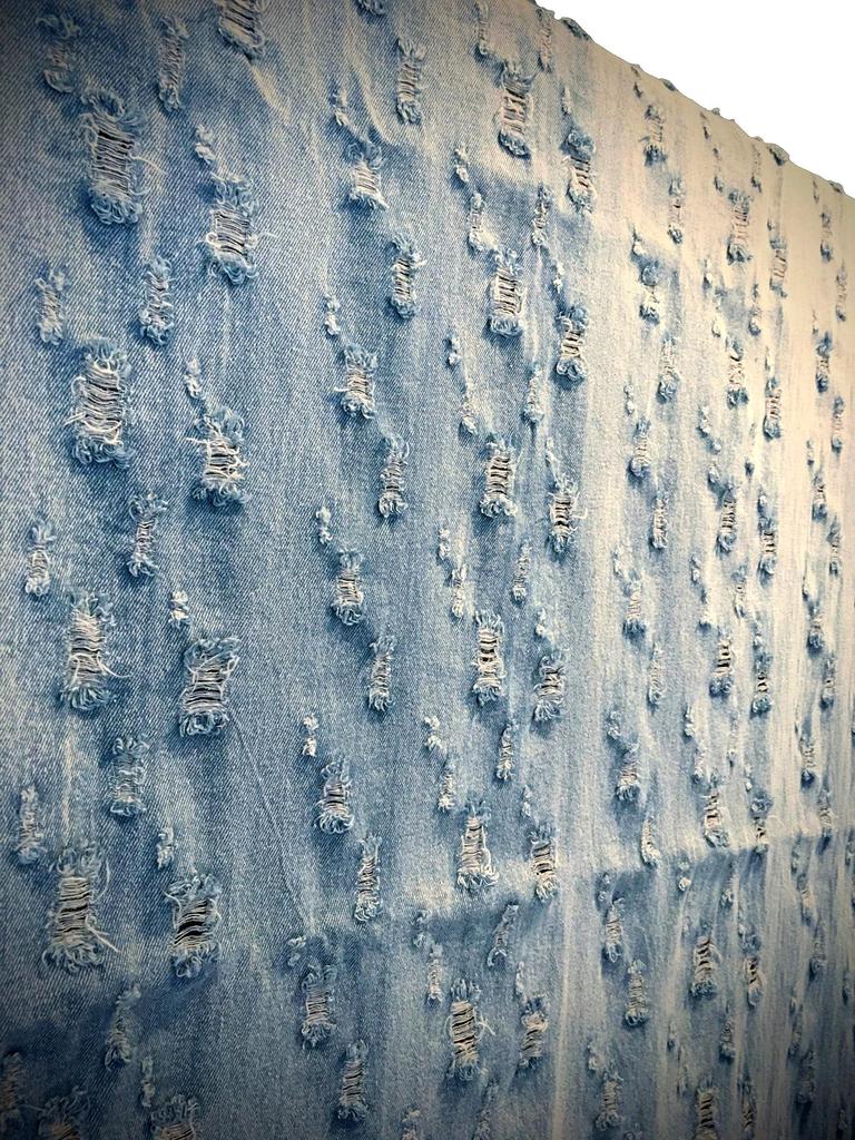 Distressed Denim Fabric Denim Remake Dark Navy Denim Fabric of Distressed Fabric, Scraps, Cotton, Bags, Pouches, DIY, (Set 2, Color)