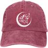 Lone Wolf Howling Moon Baseball Cap Distressed Cotton Washed Casual Adjustable Hat