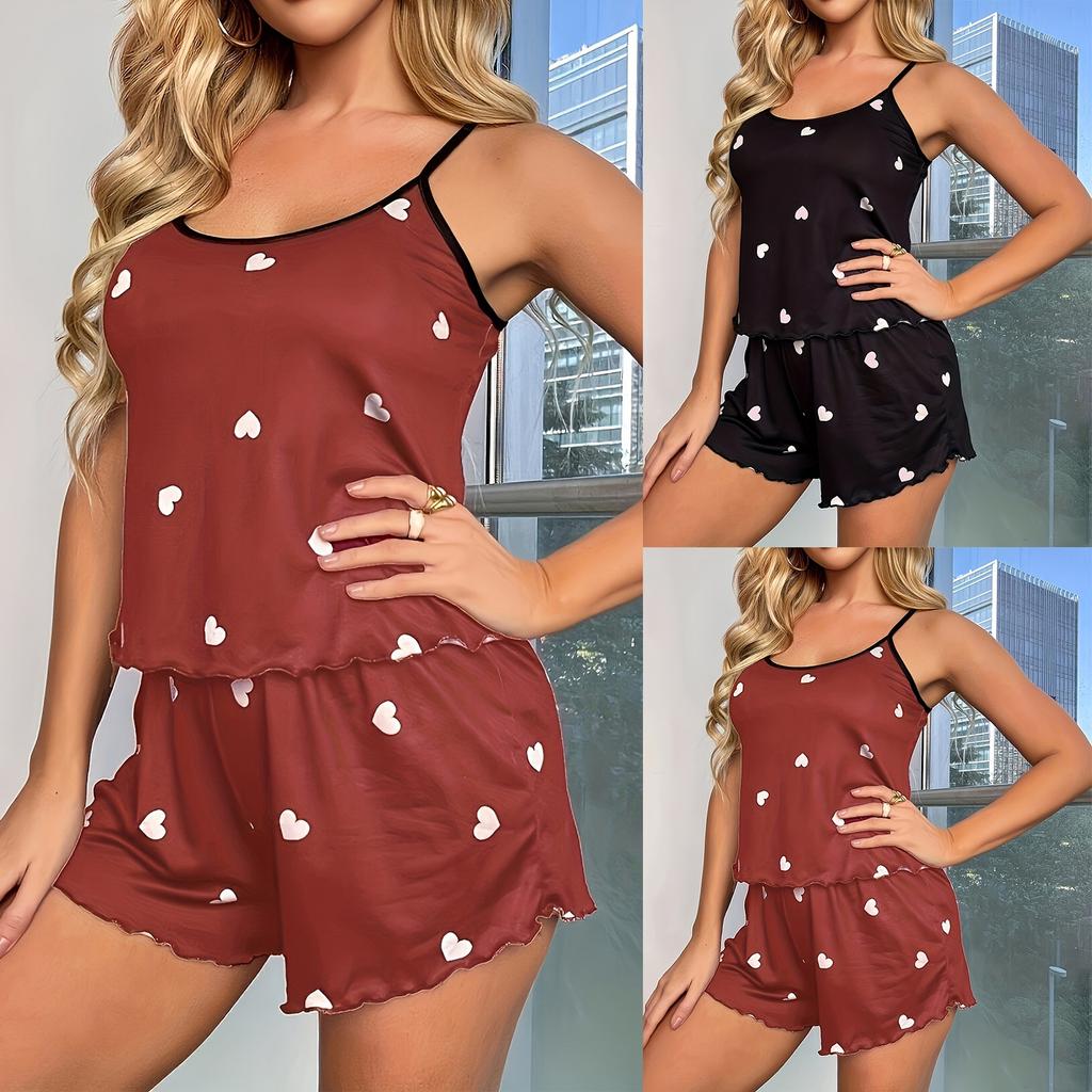 Women's Sleepwear , Sexy Camisole Vest Shorts Two-piece Set , Milk Silk Home Clothes