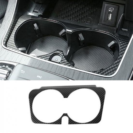 ABS Carbon Fiber Middle Console Water Cup Frame Trim For Mercedes-Benz GLC 16-21