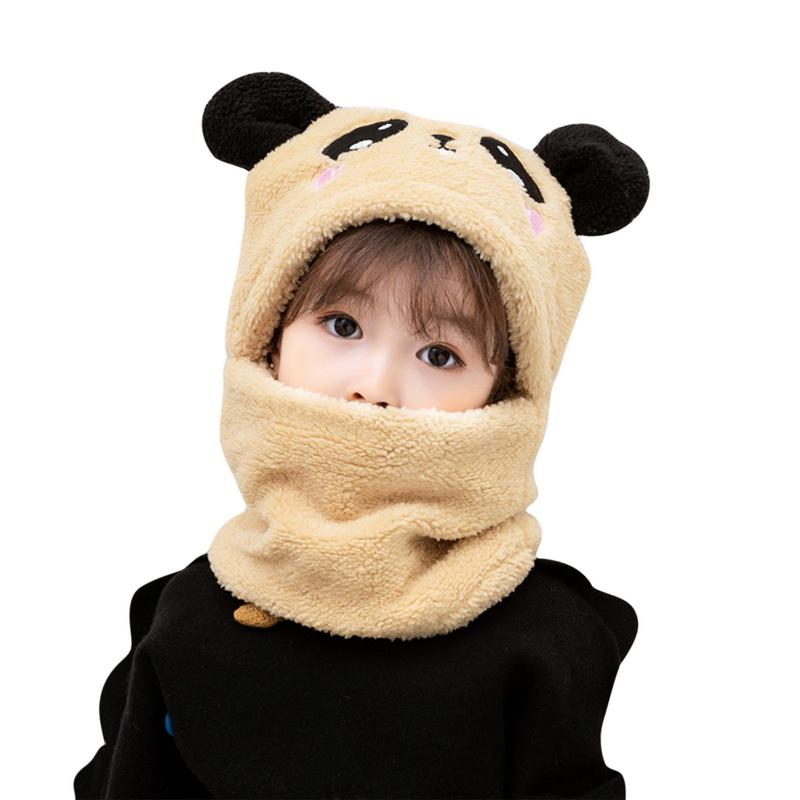 Children Cartoon Cute Bear Rabbit Hat Scarf Girls Boys Winter Soft Thicken Scarves Beanie Double Warm Fleece Kids Hats