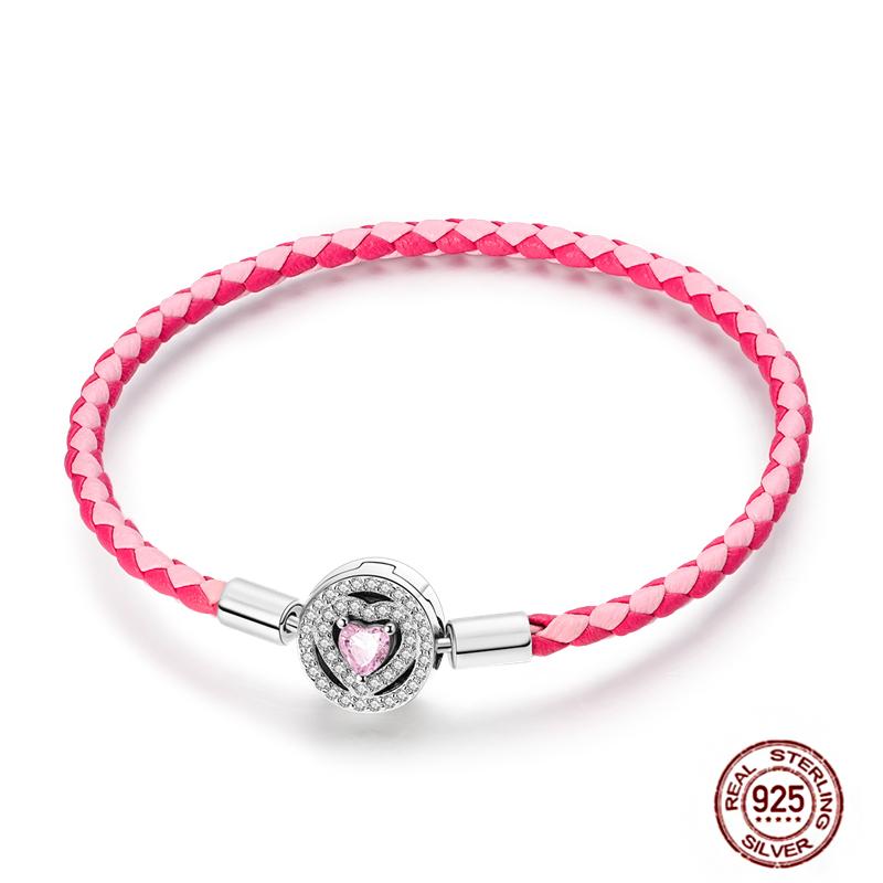 17-20CM Star Moon Bracelet 925 copper Pink Heart Clover Charms Snake Chain Luminous Bracelet For Women DIY Birthday Zircon Gift
