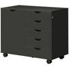 Office Cabinet With 5 Drawers 1 Door Adjustable Shelf Printer Stand On Wheels 78x40x66.5 Cm Black