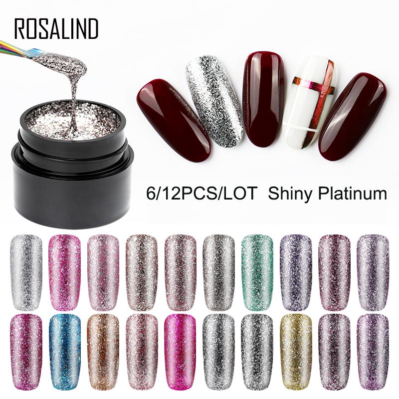ROSALIND 5 мл набор гель-лаков для ногтей блестящие платиновые ногти ...