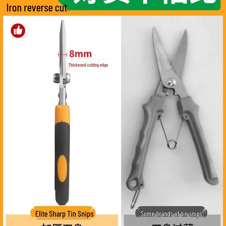 Elite Sharp Tin Snips - Industrial Sheet Metal Scissors with Aluminum Buckle for Ceilings and Aviation Snips