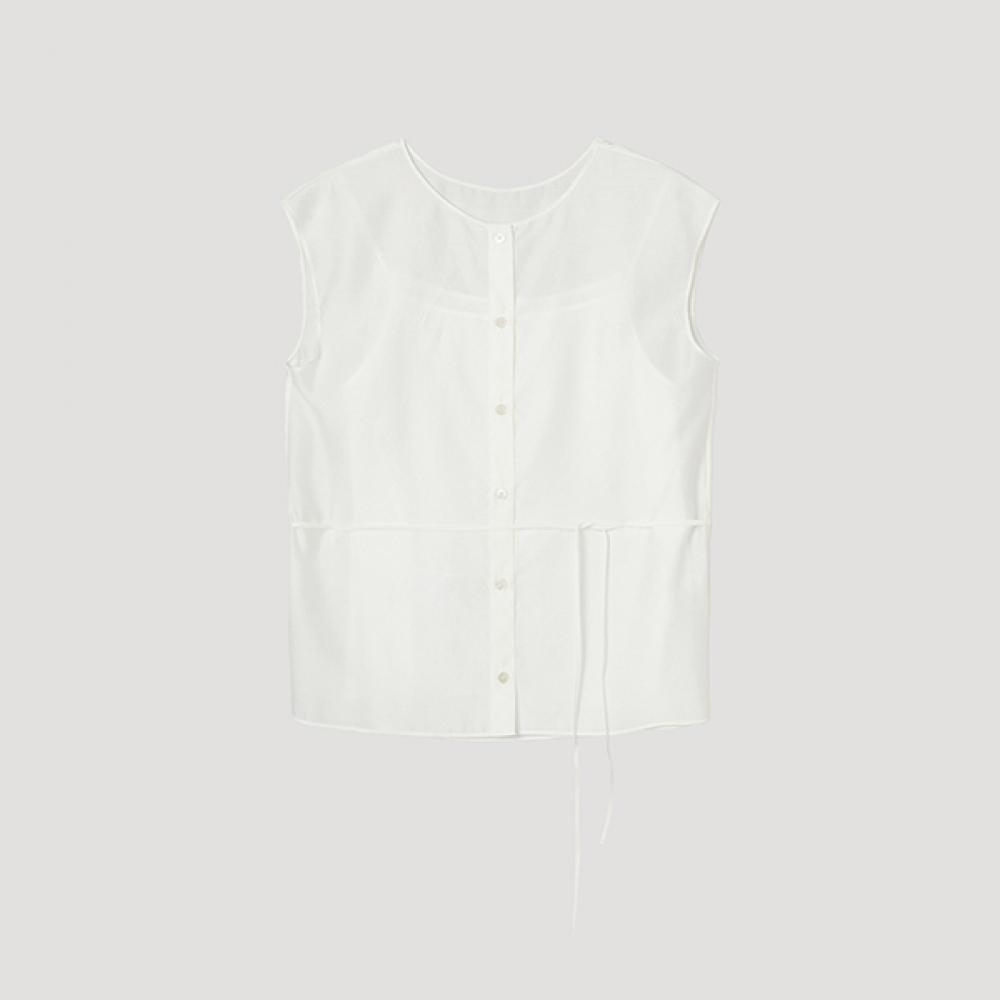 

[She S miSS] gloSSy Cap Sleeve Belted blouSe Swwblp22080 Iv Ivory/66