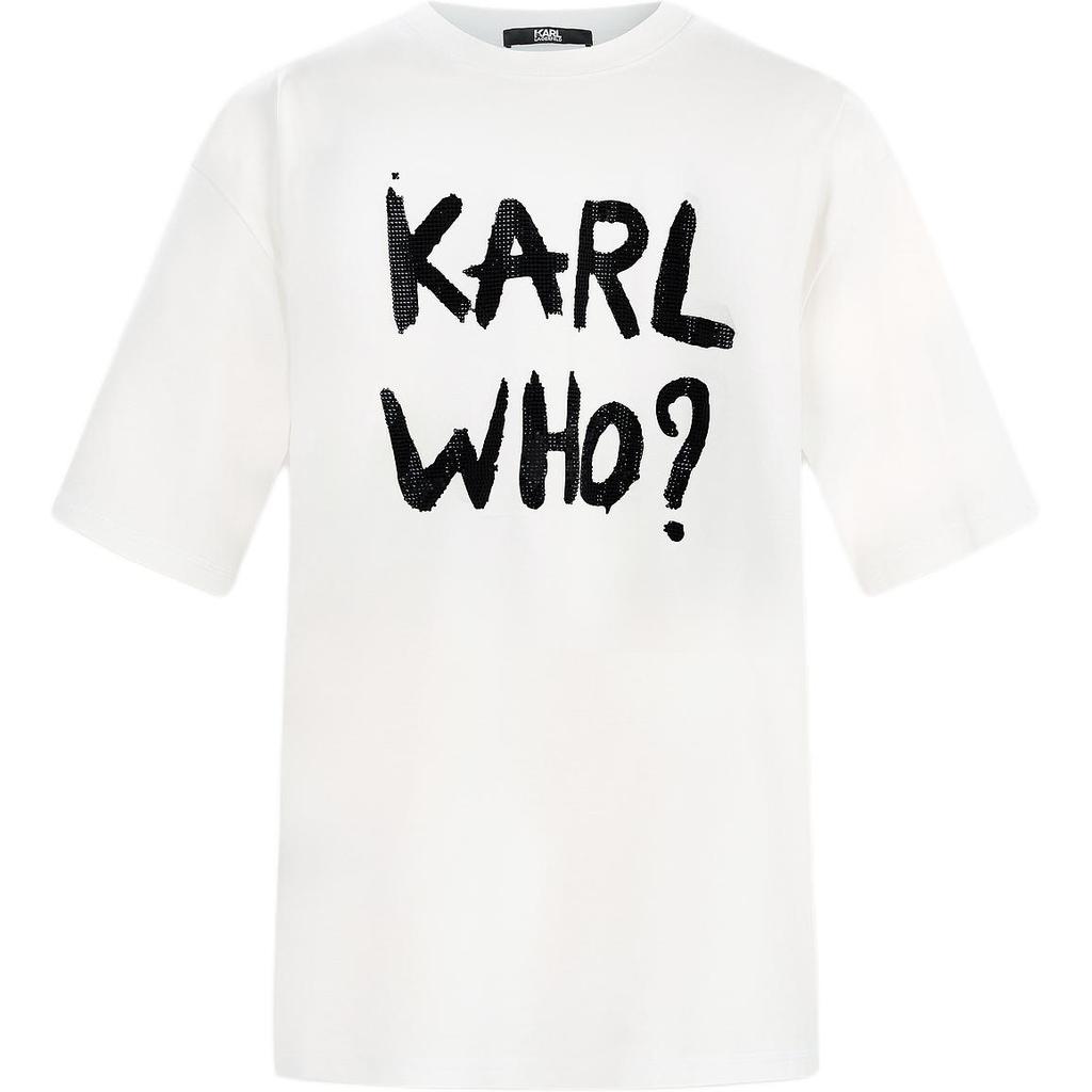 Karl Lagerfeld Casual Commuting Trendy Travel Light Luxury Rhinestone Letter Short Sleeve T-Shirt Women tops 246L1708100