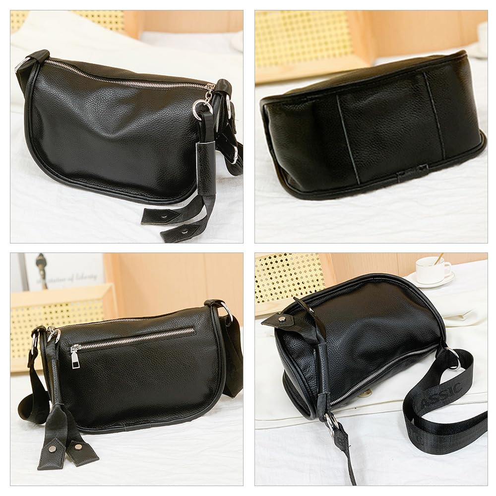 Whatna Natural Cowhide Leather Shoulder Bag for Women, Small Messenger Bag, Business Bag, Fits iPad Mini, Horizontal Design, Genuine Leather,