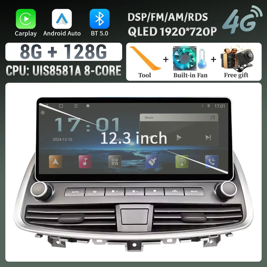 12.3" Android For Nissan Teana J32 2008-2014 Car Radio Wireless Bluetooth  Carplay 4G GPS Multimedia Touch Head Unit Screen