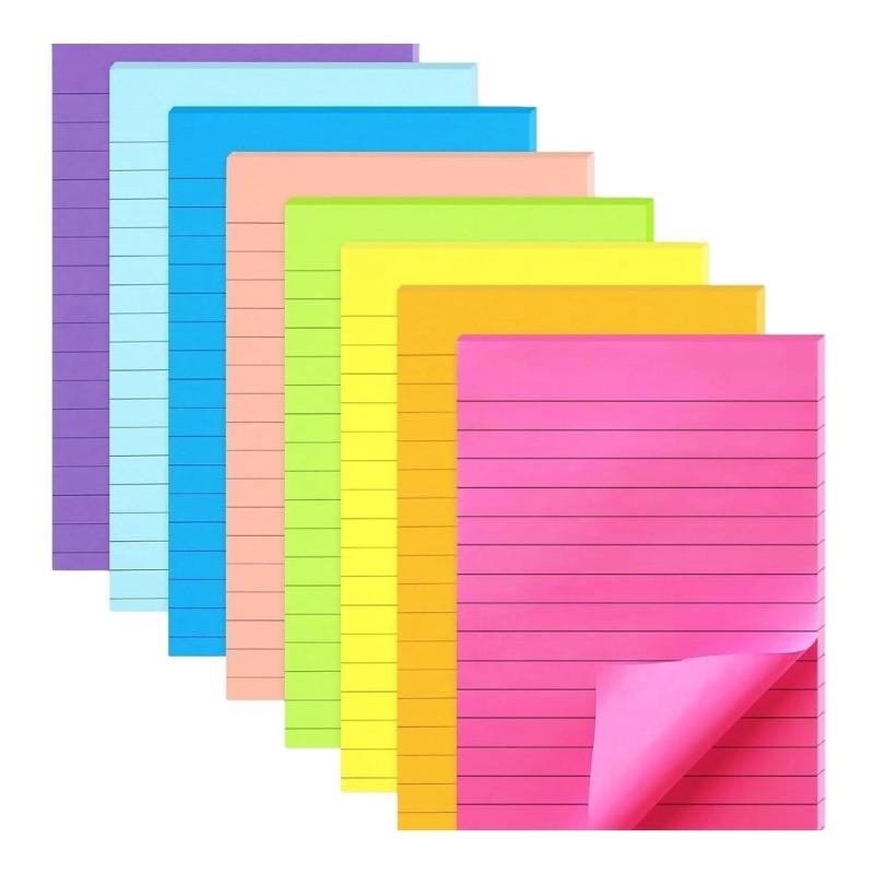 8 Pcs Note Pad Simple Lined Sticking Note Aesthetic Memos Pad Retro Notepads Adhesive Sticking Pad for Office Workers 1