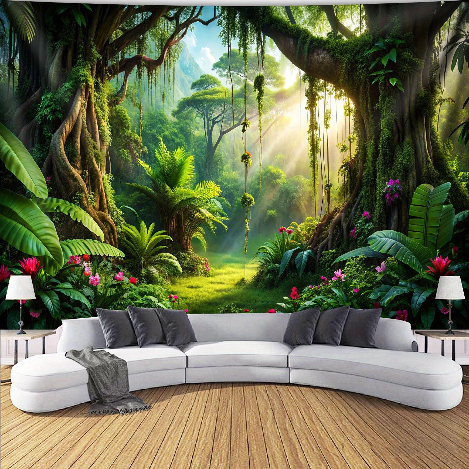 

Lush Jungle Forest Sunlight Tapestry NatureScenery Wall DecorTropical Plants Greenery Indoor GardenAmbiance Relaxing Environment 74x94cm(29x37in)