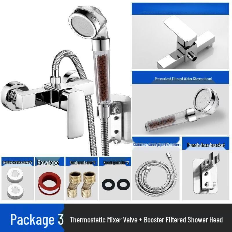 TLXT Bathroom Mixer Faucet and Pressurized Shower Set