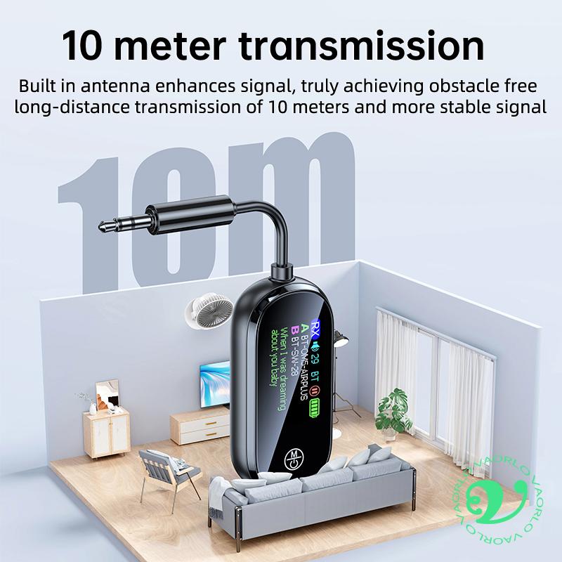 Upgrade Color LED Display Bluetooth 5.4 Transmitter Receiver 3.5mm AUX HIFI Stereo Audio Wireless Adapter With Mic For TV PC Car