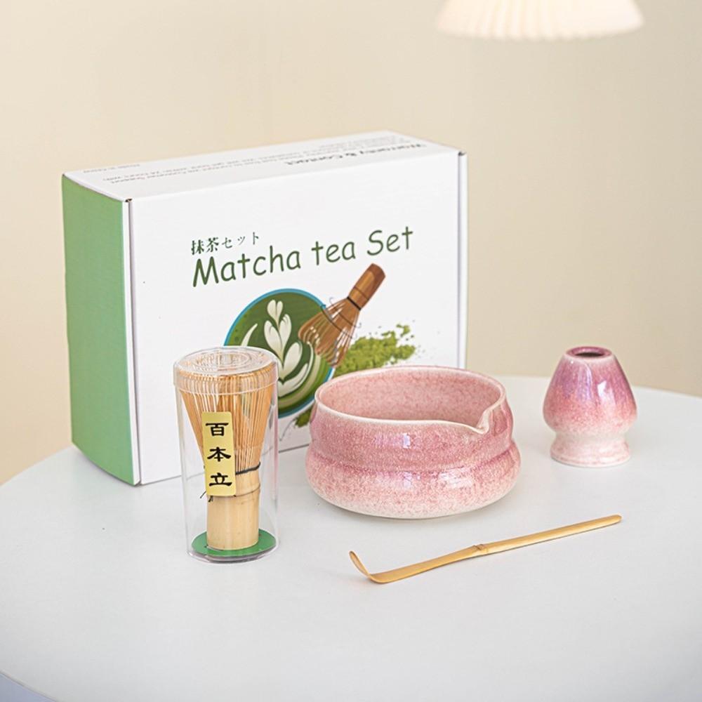 Matcha Spoon 4-piece Matcha Bowl Set Bamboo Ceramic Tea Set Accessories Ceramic Japanese Matcha Tea Set Tea-Making Tools