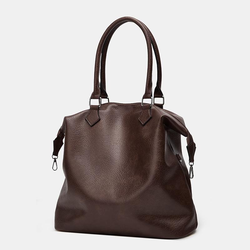 Commuter New Women's Handbag Large Capacity Shoulder Messenger Bag Fashionable Oily Leather Tote Bag Textured Soft Leather