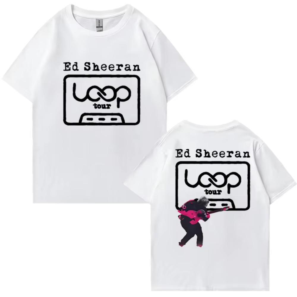 Hot Singer Ed Sheeran LOOP Tour 2025 Double Sided Graphic Short Sleeve Male T-shirt Printed Fashion T Shirt Men Women Cotton Top