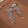 Bow Full Diamond Tassel High Sense Light Luxury Personalized Design Sense Earrings Temperament Earrings