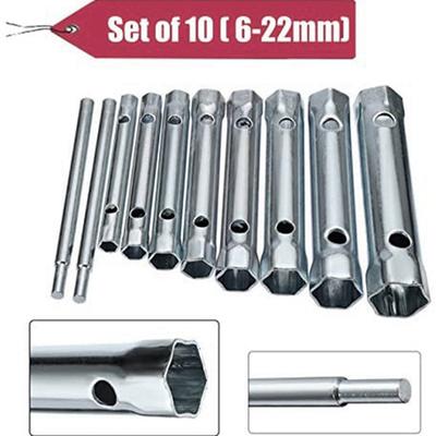 6-22 mm, 10-teilig, metrisch, Rohrsteckschlüsselsatz, Rohrstange, Zündkerzenschlüssel aus Stahl, doppelseitig, für Auto-Klemmreparatur, Handwerkzeuge