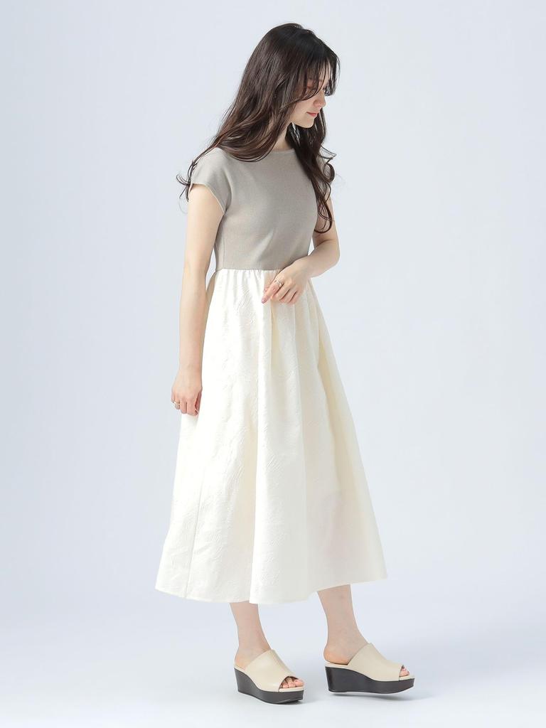 Beams Heart Jacquard Combination One Size Women's Dress, Beige,