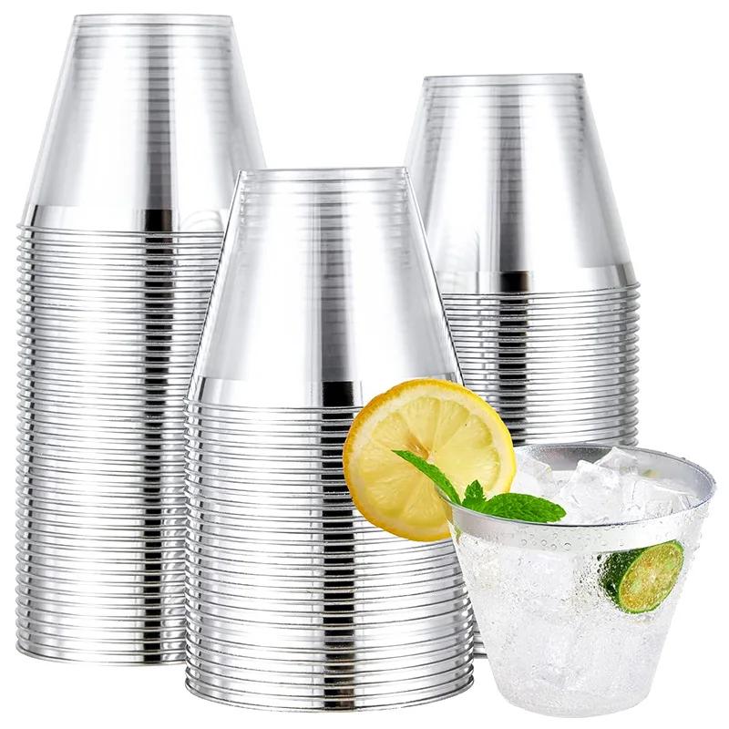 25PCS Disposable Champagne Clear Plastic Cup Outdoor Picnic Cup Drinking Cup for Parties Birthdays Weddings Cocktail Party