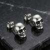 Skull Studs Pair, Vintage Gothic Alloy Design with Stud Back Closure for Halloween Parties and Edgy Outfit Styling