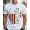 Summer 100% Polyester T-shirt - Retro Flag - Men's and Women's T-shirt - 250th Anniversary of the United States - Short Sleeve