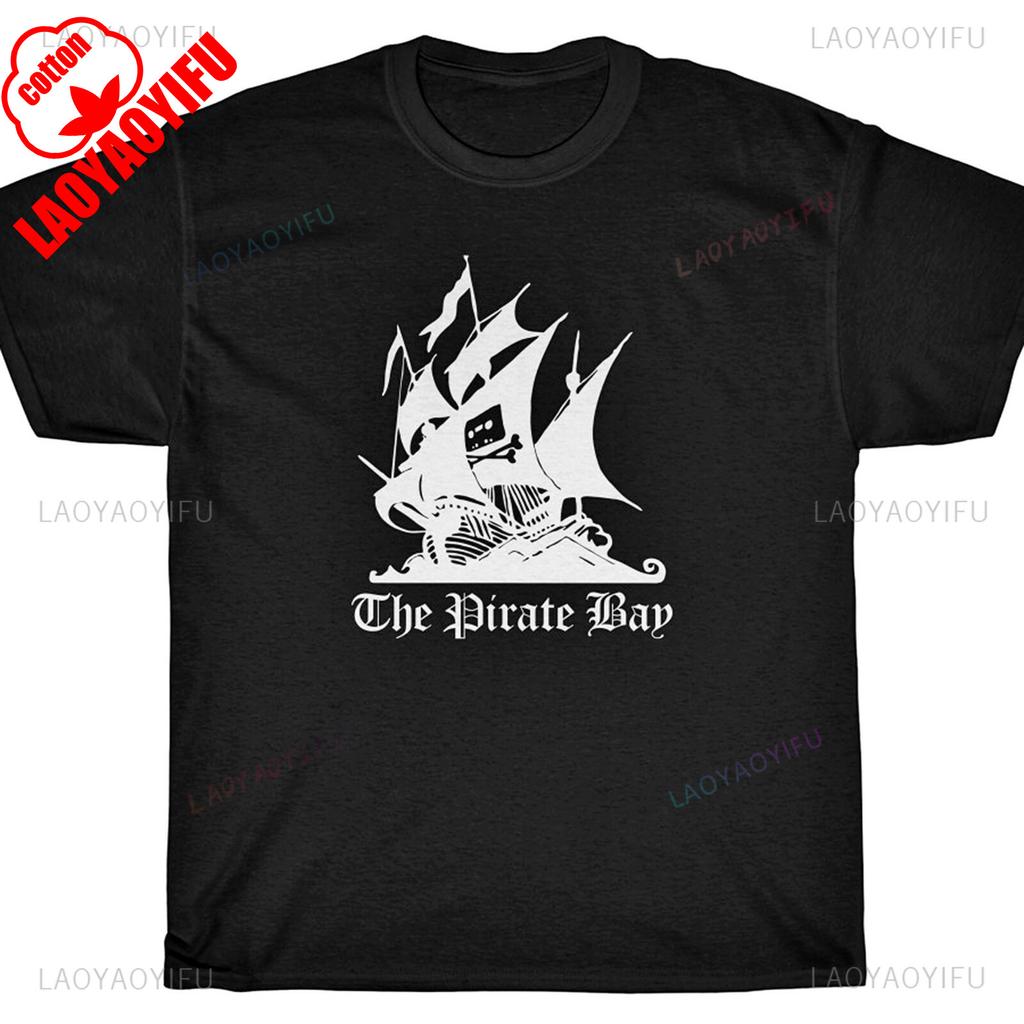 THE PIRATE BAY Ship Rargb Piracy Printed T Shirt Tops The Pattern of A Drifting Pirate Ship Tops Tee Shirt Unisex Cotton Tee