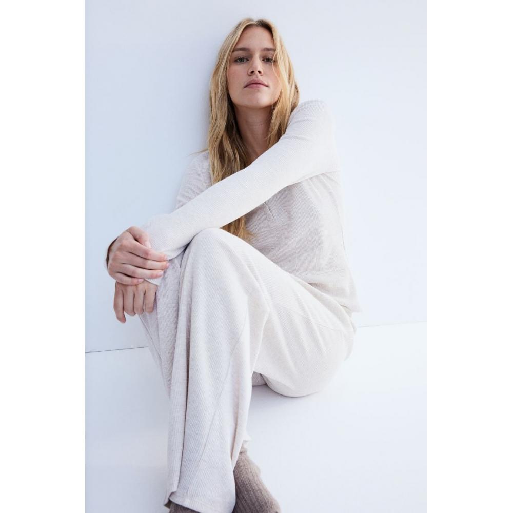 

Пижама с вафельной текстурой HM светло-бежевый меланж