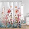 Blommig duschdraperi Fjäril Grönande Växter Naturlig Heminredning Badrum Polyester Tyg Duschdraperi