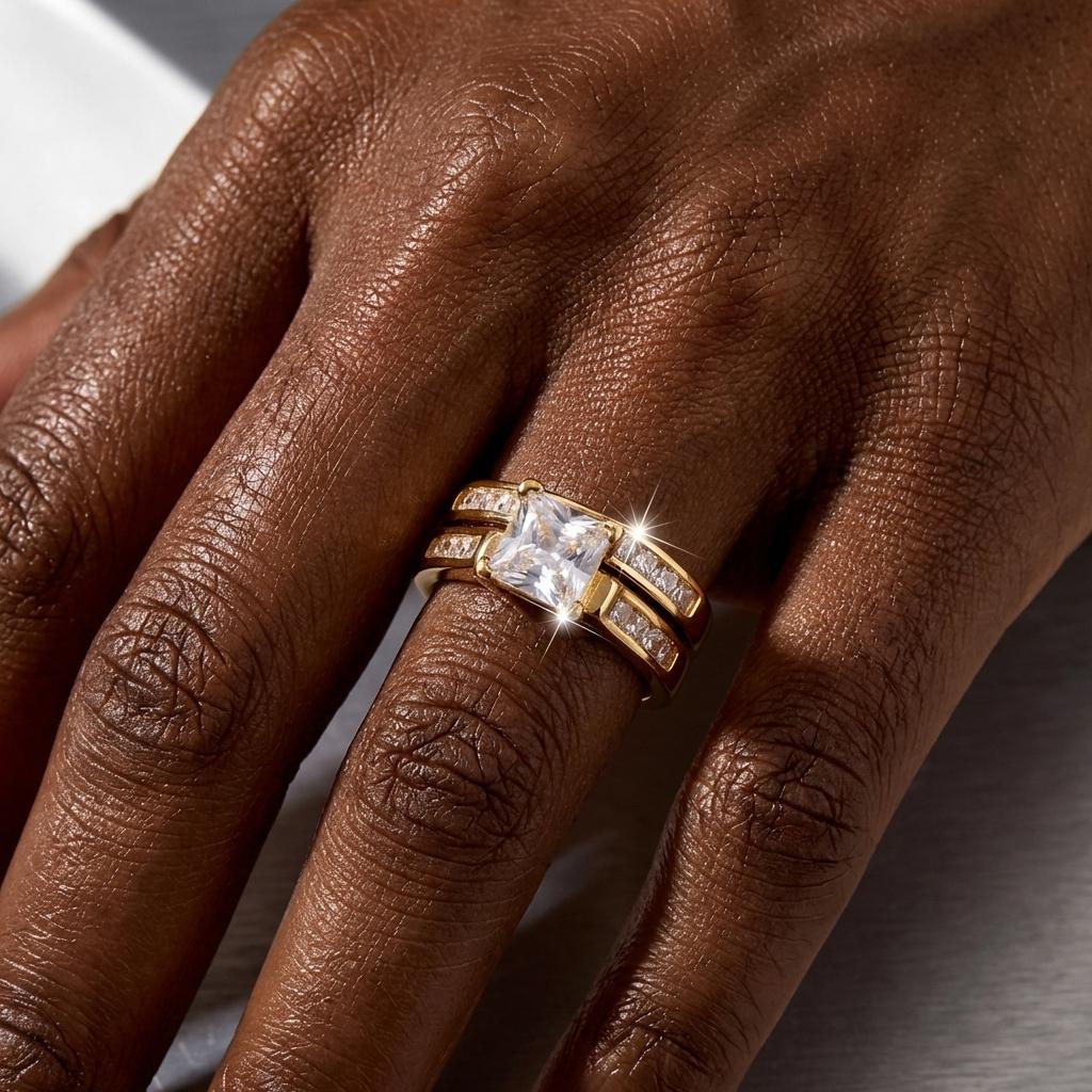 Classic Design Exquisite Geometric Ring For Women Sparkling Cubic Zirconia Bridal Rings Engagement Wedding Minimalist Jewelry