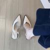 Summer Fashion Pointed Toe Women Sandals Shallow Low Heel Slingbacks Ladies Casual Dress Street Style Shoes