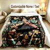 Christmas Theme Soft Blanket Personalized Custom Name Text Print Warm Blanket Home Sofa Bedroom Decor
